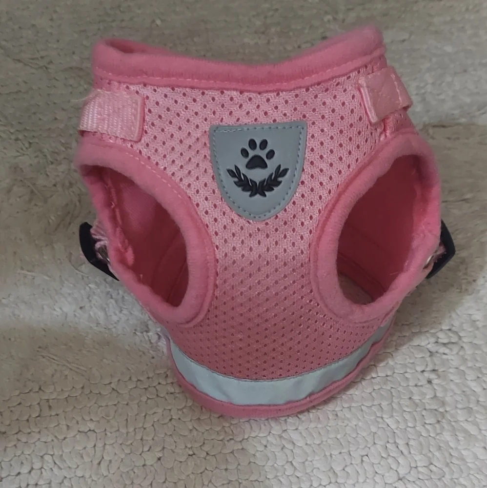 Pink Soft Mesh Cat Dog Harness Reflective No Choke Step-in Escape Proof Vest